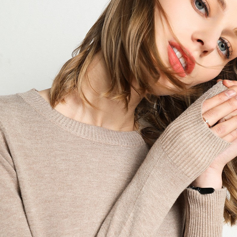 Women's Cashmere Sweater | Round Neck Long Sleeve Knit Regular Fit