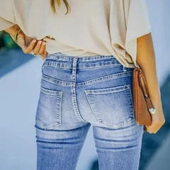 Women's Low Rise Bootcut Jeans | Flared Leg Button Closure Denim