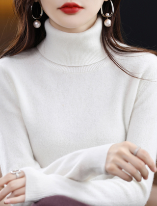 Women's Cashmere Sweater | Turtleneck Long Sleeve Knit