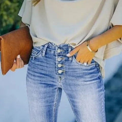 Women's Low Rise Bootcut Jeans | Flared Leg Button Closure Denim