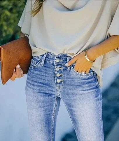 Women's Low Rise Bootcut Jeans | Flared Leg Button Closure Denim