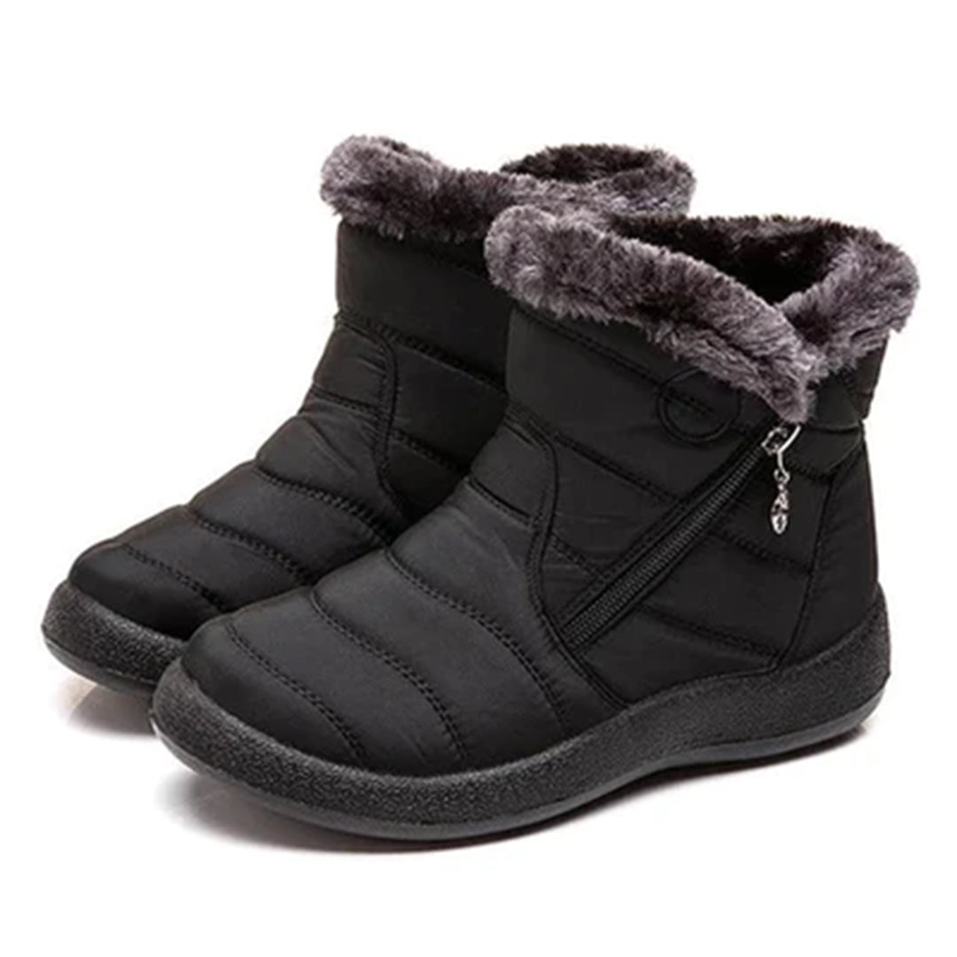 Women's Snow Boots | Faux Fur Collar Quilted Ankle Waterproof