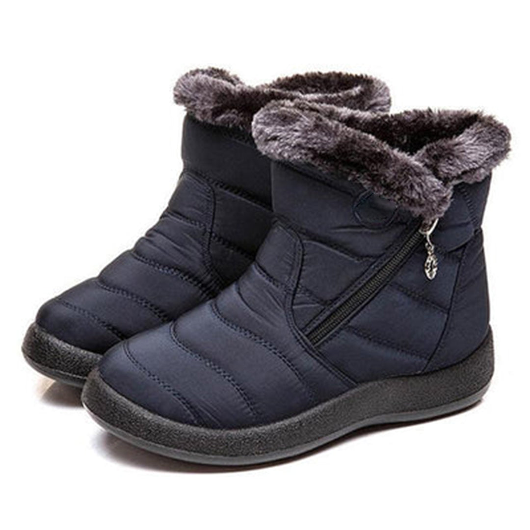 Women's Snow Boots | Faux Fur Collar Quilted Ankle Waterproof