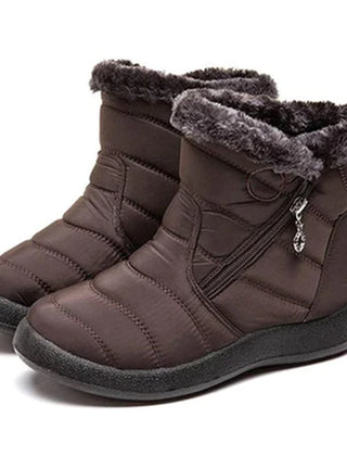 Women's Snow Boots | Faux Fur Collar Quilted Ankle Waterproof