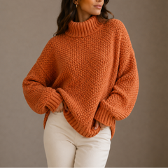 Women's Turtleneck | Chunky Knit Oversized Dropped Shoulder