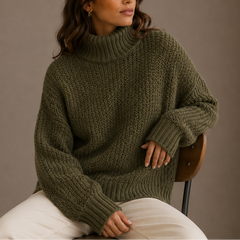 Women's Turtleneck | Chunky Knit Oversized Dropped Shoulder