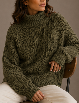 Women's Turtleneck | Chunky Knit Oversized Dropped Shoulder