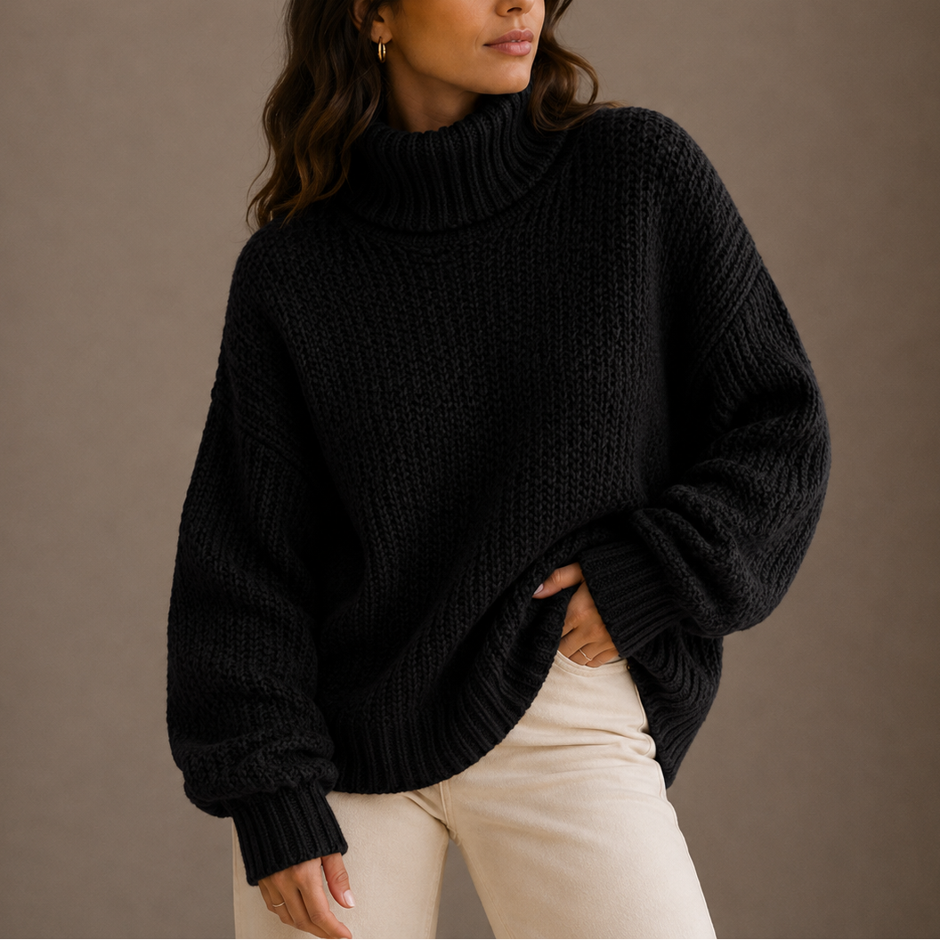 Women's Turtleneck | Chunky Knit Oversized Dropped Shoulder