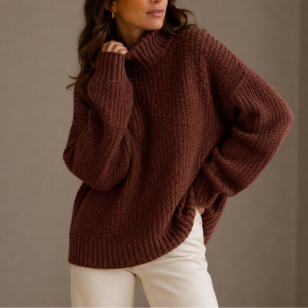 Women's Turtleneck | Chunky Knit Oversized Dropped Shoulder