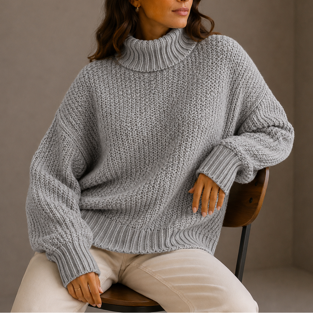 Women's Turtleneck | Chunky Knit Oversized Dropped Shoulder