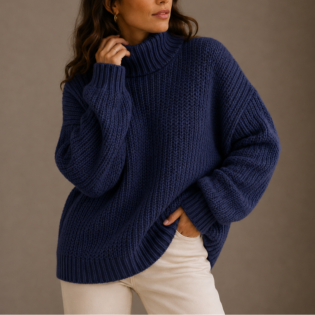 Women's Turtleneck | Chunky Knit Oversized Dropped Shoulder