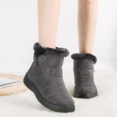 Women's Snow Boots | Faux Fur Collar Quilted Ankle Waterproof