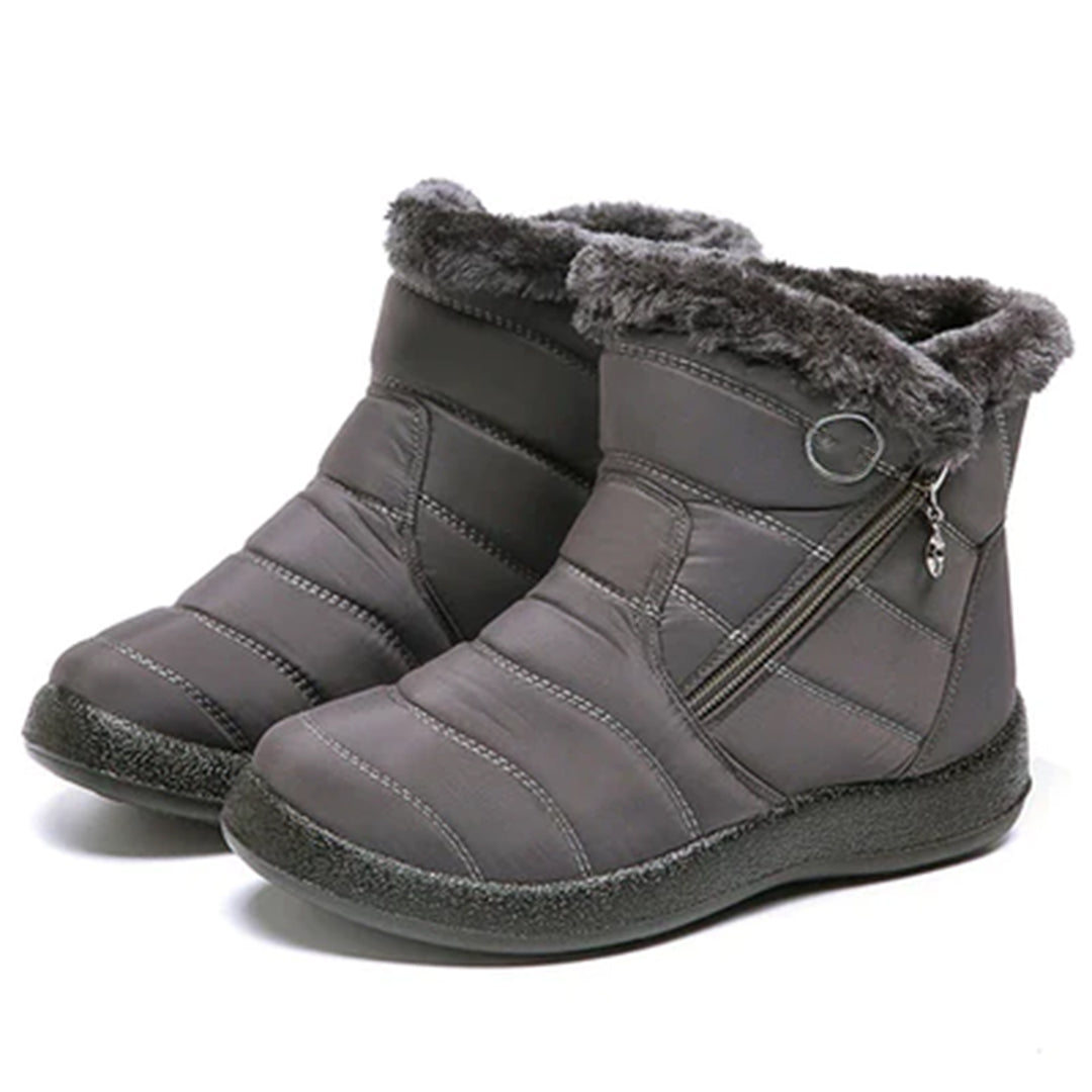 Women's Snow Boots | Faux Fur Collar Quilted Ankle Waterproof