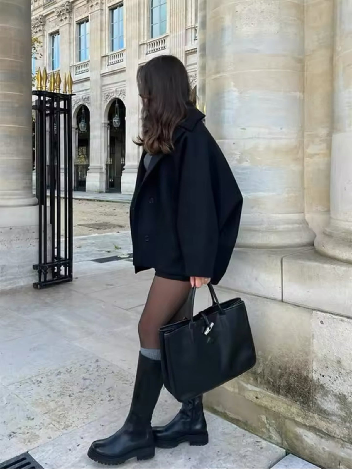 Women's Wool Coat | Oversized Fit Button Closure Collared