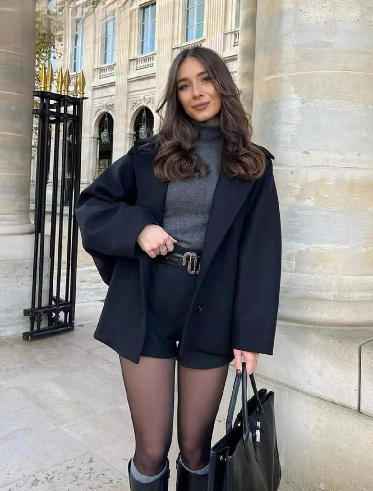 Women's Wool Coat | Oversized Fit Button Closure Collared