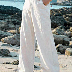 Women's Palazzo Pants | Wide-Leg Elastic Waist Linen Relaxed