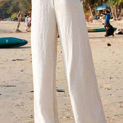 Women's Palazzo Pants | Wide-Leg Elastic Waist Linen Relaxed