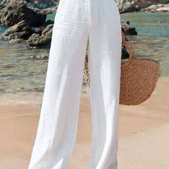 Women's Palazzo Pants | Wide-Leg Elastic Waist Linen Relaxed