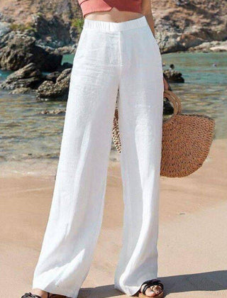 Women's Palazzo Pants | Wide-Leg Elastic Waist Linen Relaxed