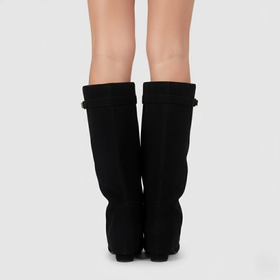 Lila | Women’s Black Leather Over-the-Knee Boots With Buckle 2