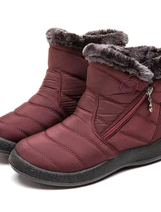 Women's Snow Boots | Faux Fur Collar Quilted Ankle Waterproof