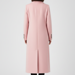 Women's Long Coat | Double Breasted Lapel Collar Button Closure
