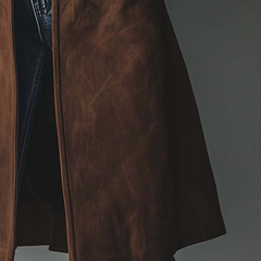 Women's Winter Coat | Suede Button Front Long Length