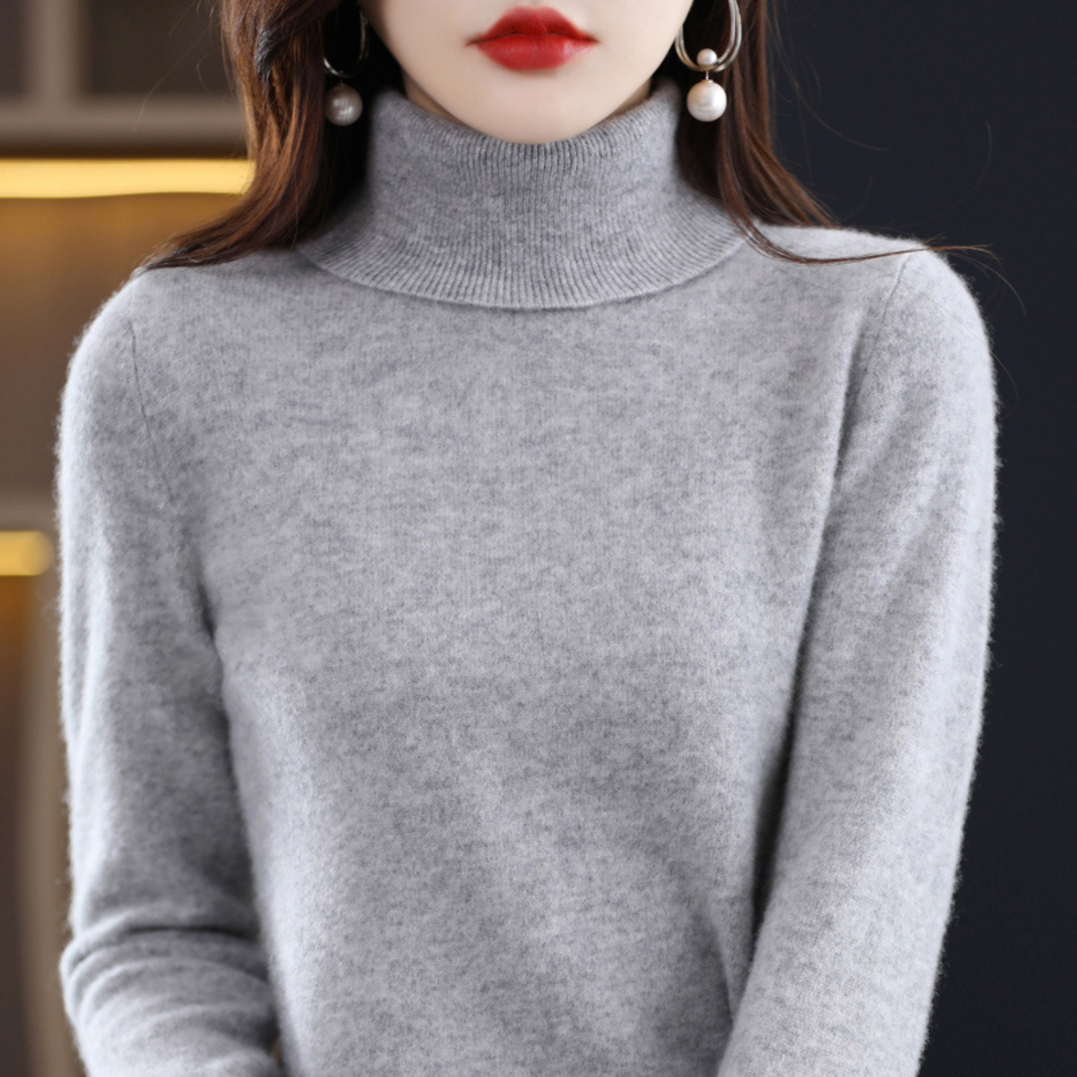 Women's Cashmere Sweater | Turtleneck Long Sleeve Knit