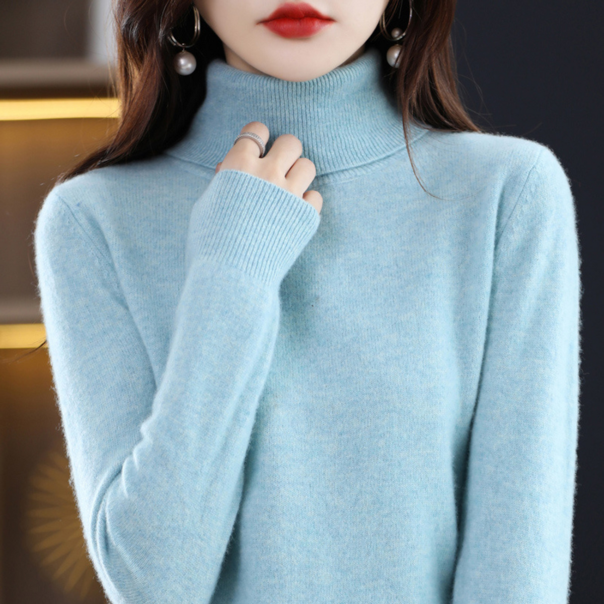 Women's Cashmere Sweater | Turtleneck Long Sleeve Knit