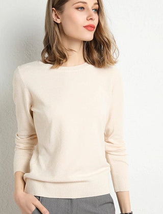 Women's Cashmere Sweater | Round Neck Long Sleeve Knit Regular Fit