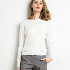 Women's Cashmere Sweater | Round Neck Long Sleeve Knit Regular Fit