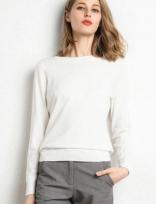 Women's Cashmere Sweater | Round Neck Long Sleeve Knit Regular Fit