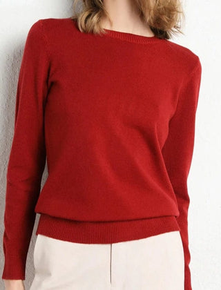 Women's Cashmere Sweater | Round Neck Long Sleeve Knit Regular Fit