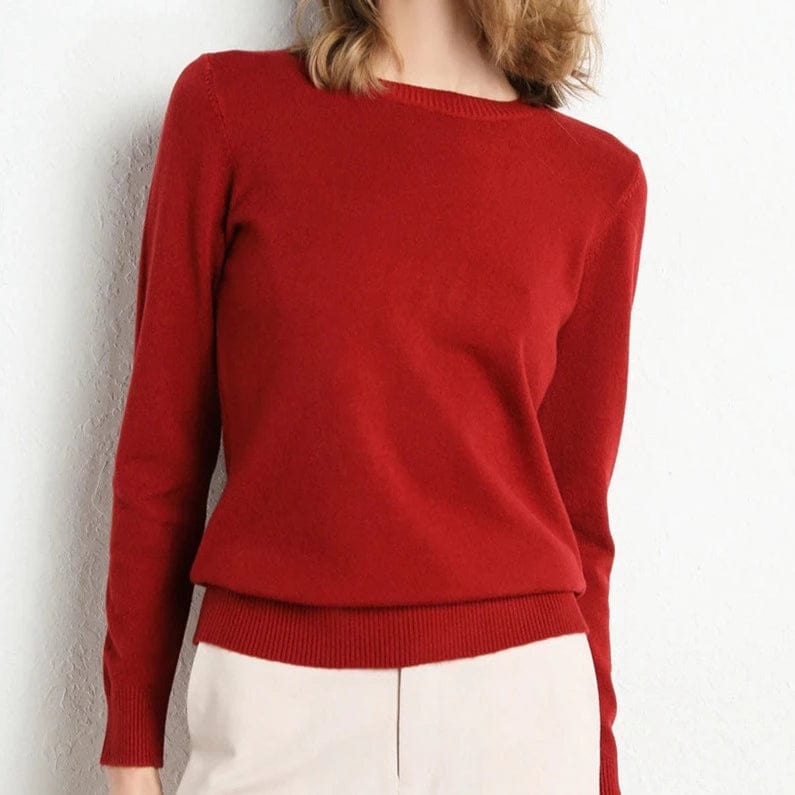Women's Cashmere Sweater | Round Neck Long Sleeve Knit Regular Fit