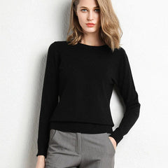Women's Cashmere Sweater | Round Neck Long Sleeve Knit Regular Fit