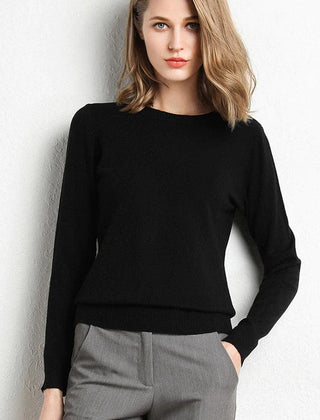 Women's Cashmere Sweater | Round Neck Long Sleeve Knit Regular Fit