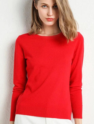 Women's Cashmere Sweater | Round Neck Long Sleeve Knit Regular Fit