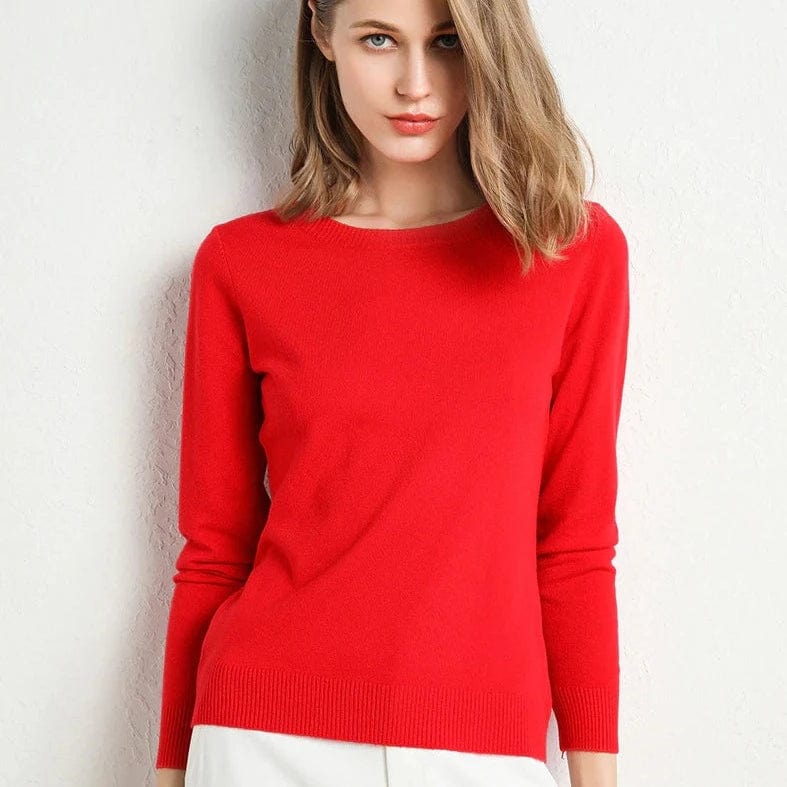 Women's Cashmere Sweater | Round Neck Long Sleeve Knit Regular Fit