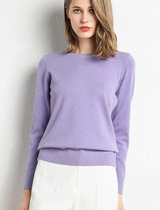 Women's Cashmere Sweater | Round Neck Long Sleeve Knit Regular Fit
