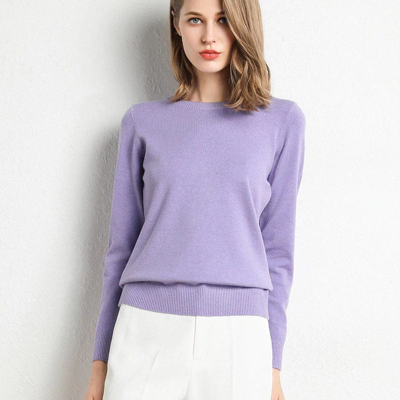 Women's Cashmere Sweater | Round Neck Long Sleeve Knit Regular Fit