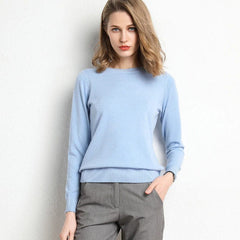 Women's Cashmere Sweater | Round Neck Long Sleeve Knit Regular Fit