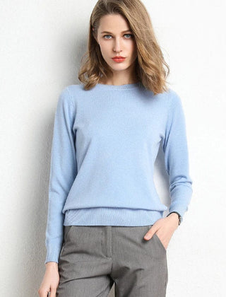 Women's Cashmere Sweater | Round Neck Long Sleeve Knit Regular Fit