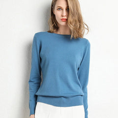 Women's Cashmere Sweater | Round Neck Long Sleeve Knit Regular Fit