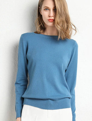 Women's Cashmere Sweater | Round Neck Long Sleeve Knit Regular Fit