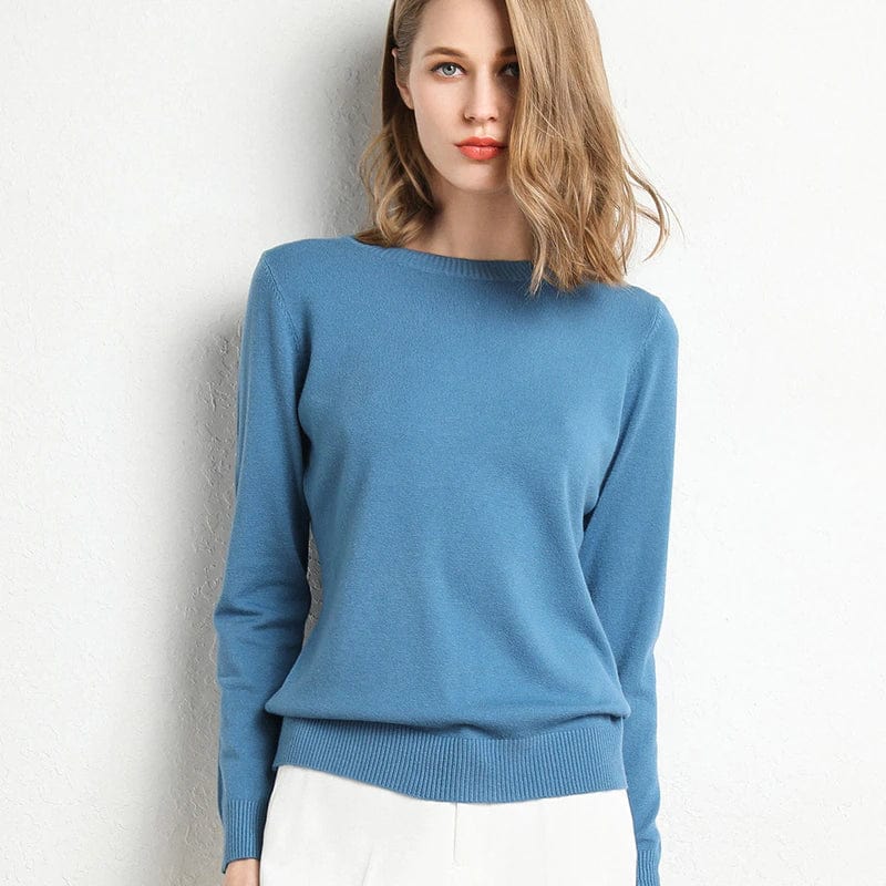 Women's Cashmere Sweater | Round Neck Long Sleeve Knit Regular Fit