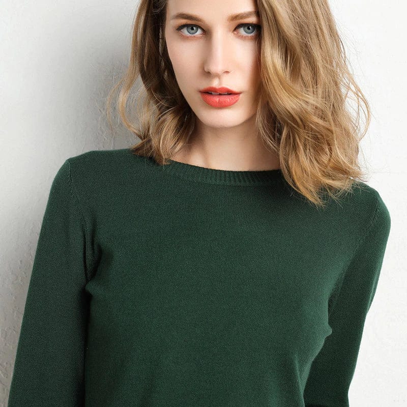 Women's Cashmere Sweater | Round Neck Long Sleeve Knit Regular Fit