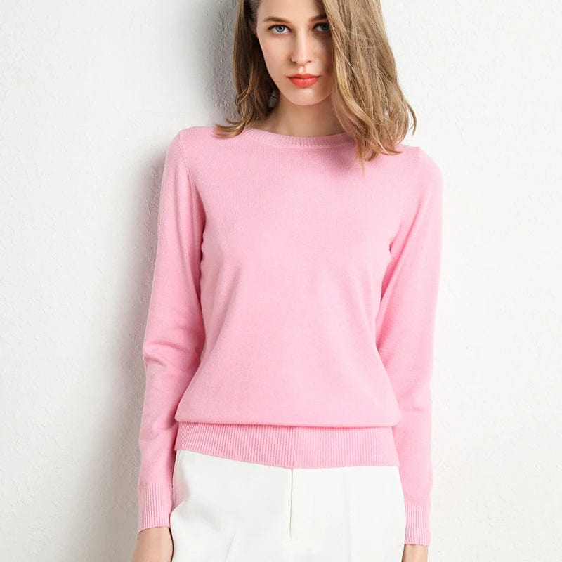 Women's Cashmere Sweater | Round Neck Long Sleeve Knit Regular Fit