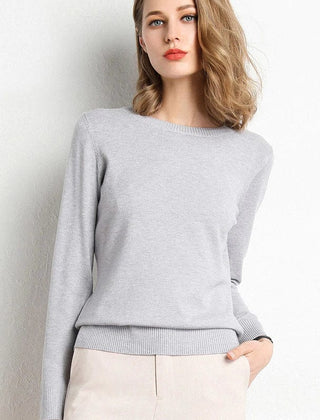 Women's Cashmere Sweater | Round Neck Long Sleeve Knit Regular Fit