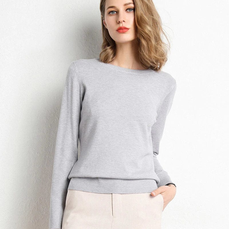 Women's Cashmere Sweater | Round Neck Long Sleeve Knit Regular Fit