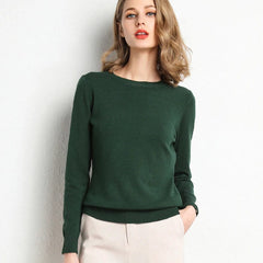 Women's Cashmere Sweater | Round Neck Long Sleeve Knit Regular Fit